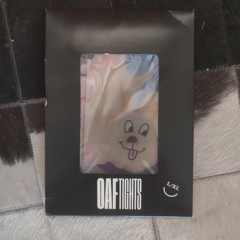 Lazy Oaf Bear print  opaque tights size L/XL New